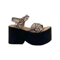 HERIEL - Sandalia Beige Print Plataforma Mujer