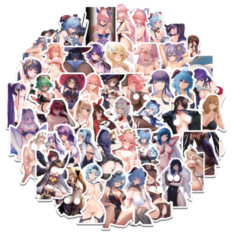 GENERICO - Set 50 Stickers Anime H Adulto +18 Sexy Waifu / Calcomaniaua