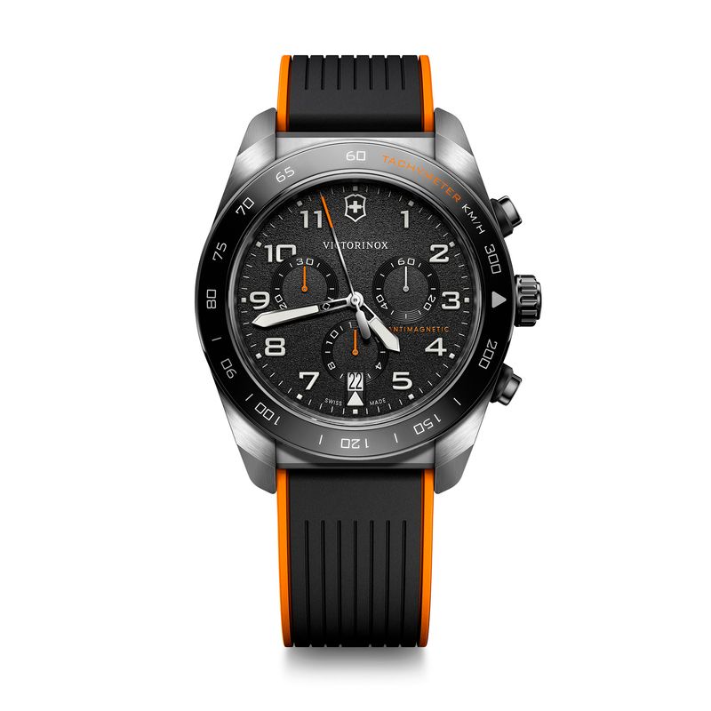 VICTORINOX - Reloj Swiss Army Chrono Correa de Caucho NegroNaranjo Victorinox