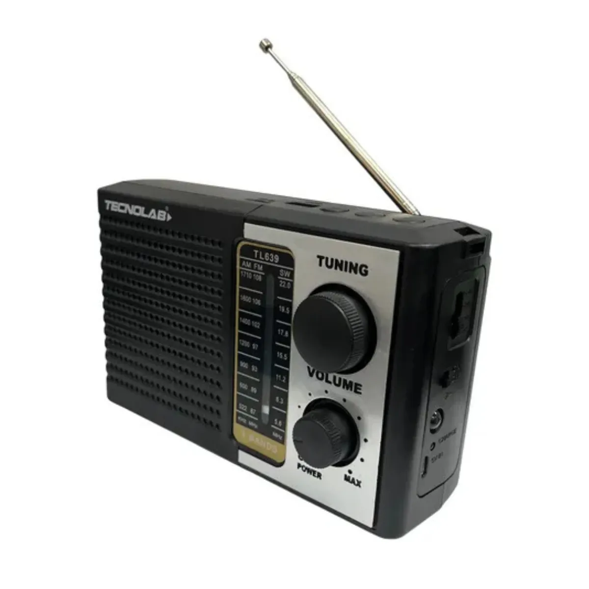 TECNOLAB - RADIO PORTATIL TECNOLAB TL639 NEGRO  5W