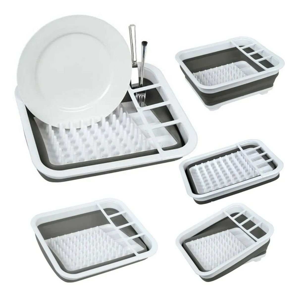 GENERICO - Secador Platos Multiusos Porta Cubiertos Plegable Cocina