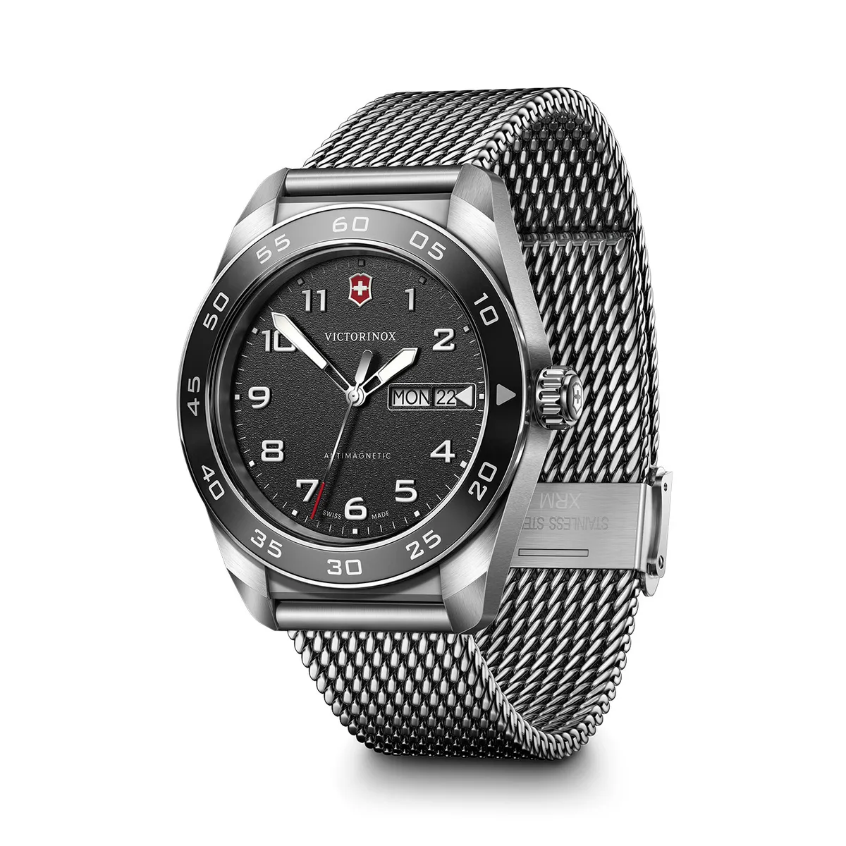 VICTORINOX - Reloj Swiss Army Negro Correa de Acero Victorinox