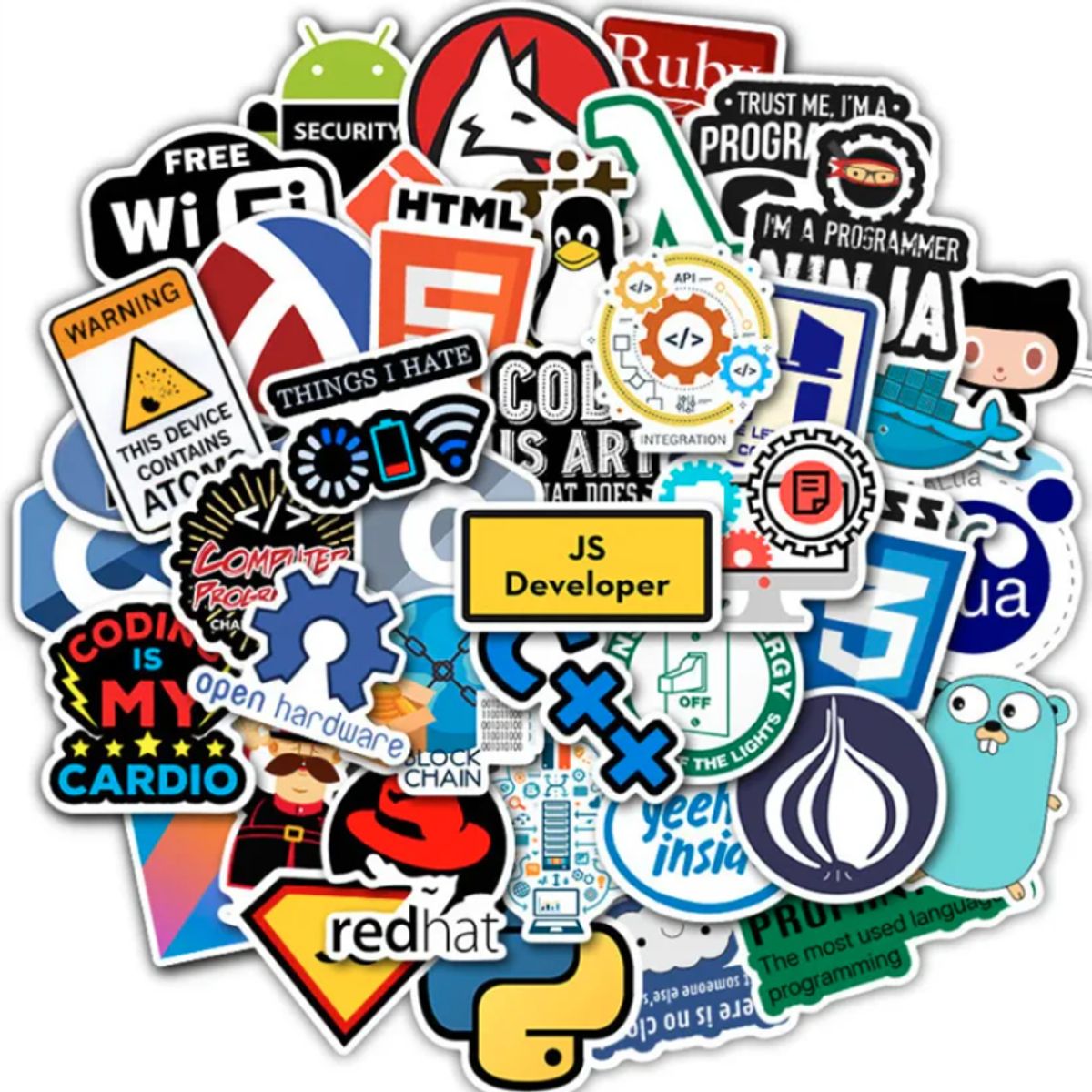 GENERICO - Programador Geek Java - Set De 50 Stickers / Calcomanias