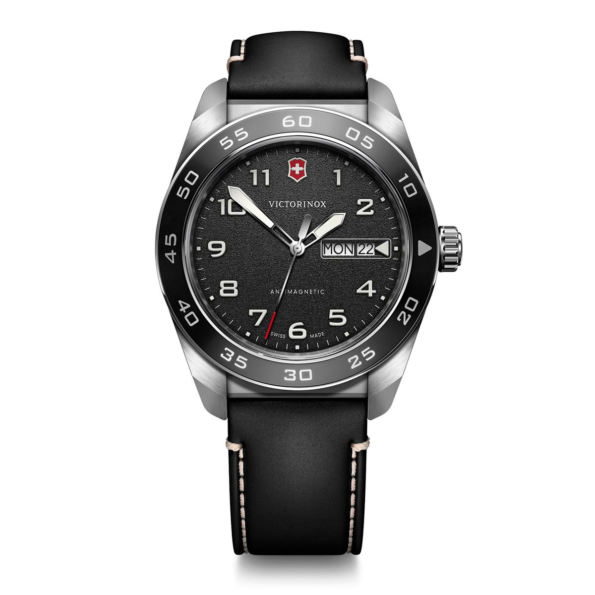VICTORINOX - Reloj Swiss Army Negro Correa de Cuero Negro Victoirnox