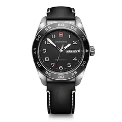 VICTORINOX - Reloj Swiss Army Negro Correa de Cuero Negro Victoirnox