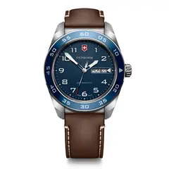 VICTORINOX - Reloj Swiss Army Azul Correa de Cuero Café