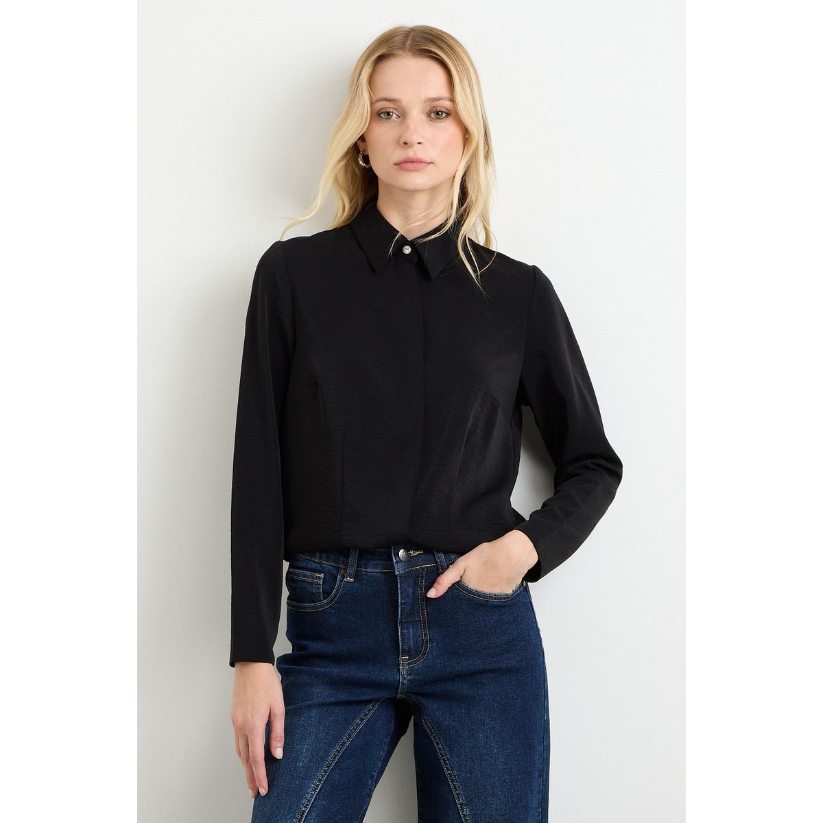 ASH - Blusa Manga Larga Negro Mujer Ash