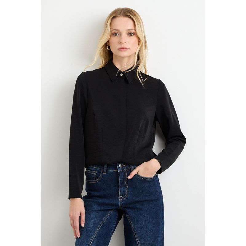 ASH - Blusa Manga Larga Negro Mujer Ash
