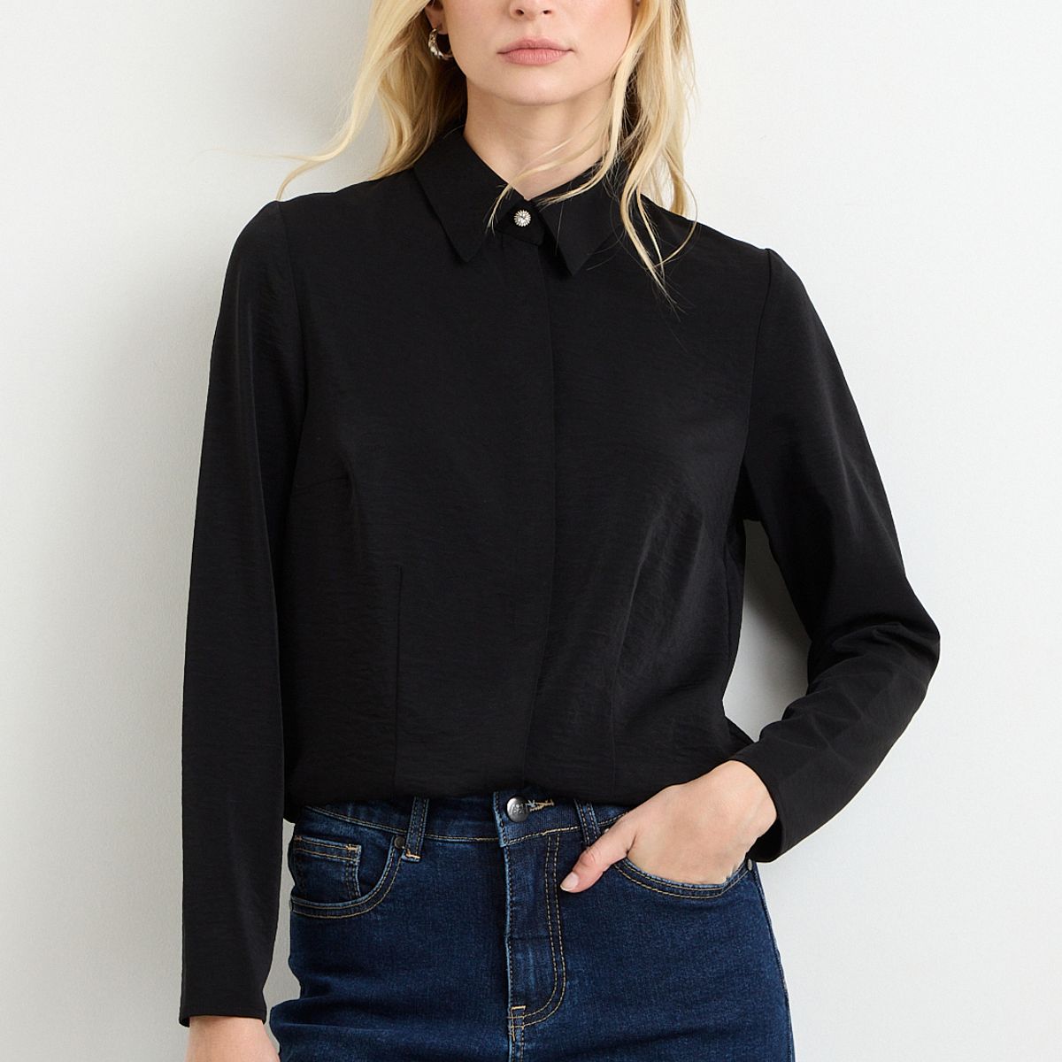 ASH - Blusa Manga Larga Negro Mujer Ash