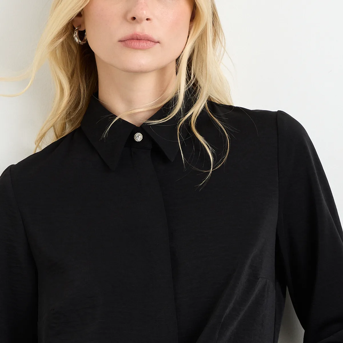 ASH - Blusa Manga Larga Negro Mujer Ash