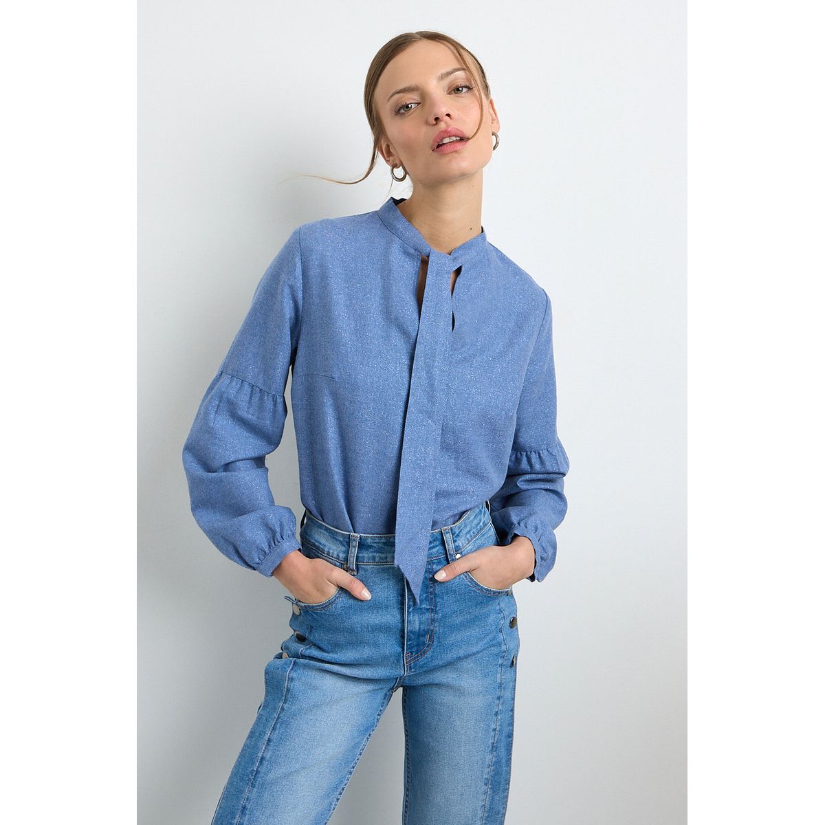 IO - Blusa Manga Larga Celeste Mujer Io