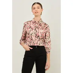 MA GRIFFE - Blusa Manga Larga Estampada Mujer Magriffe
