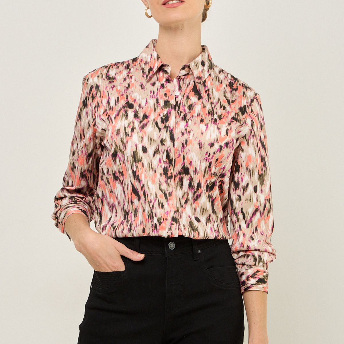 MA GRIFFE - Blusa Manga Larga Estampada Mujer Magriffe