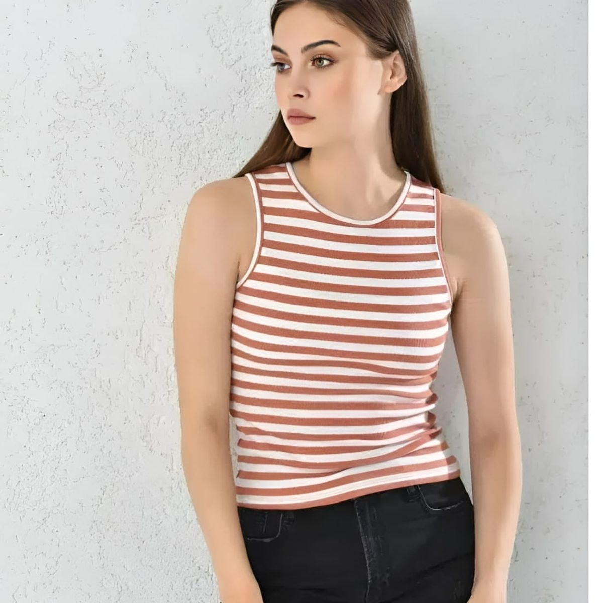 MROTTO - Polera Crop Mujer De Rayas Sin Mangas