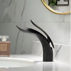 GENERICO - Llave Monomando Lavamanos Curve Matte Black Kébel FK