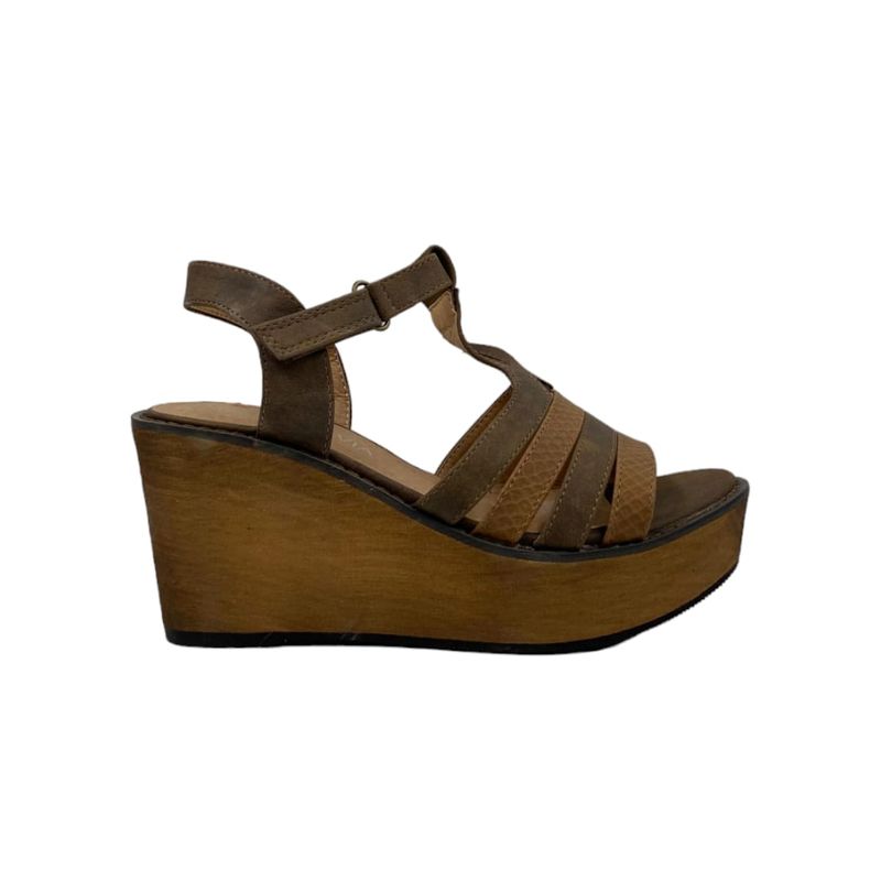 HERIEL - Sandalia Camel Taco Cuña Mujer