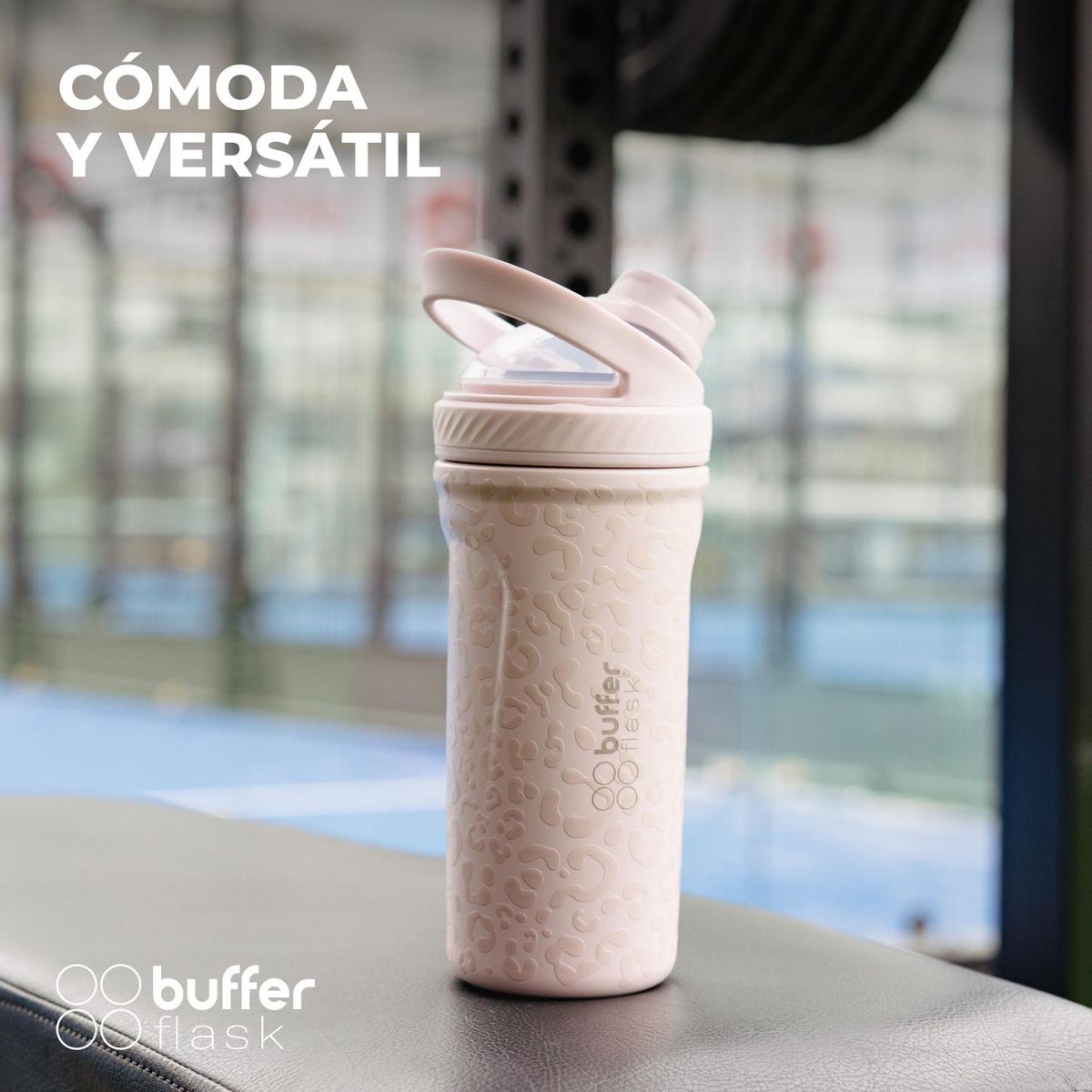 BUFFER FLASK - Shaker Vaso Proteina Mezclador Buffer Acero Inox 700 - Rosa