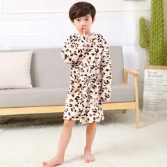 JUMP KIDS - Bata De Baño Con Capucha Y Bolsillos Polar Niño Y Niña Animal Print Cafe