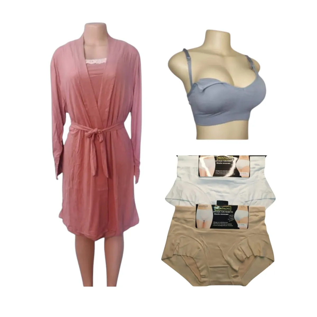 MEDIA LUNA - Pack maternal bata camisola sostén calzones