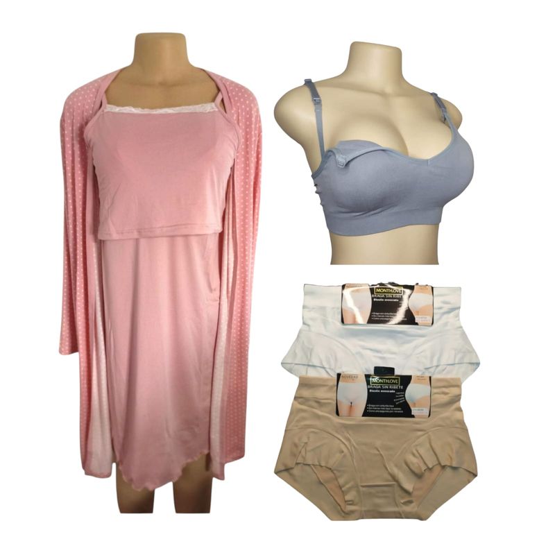 MEDIA LUNA - Pack maternal bata camisola sostén calzones