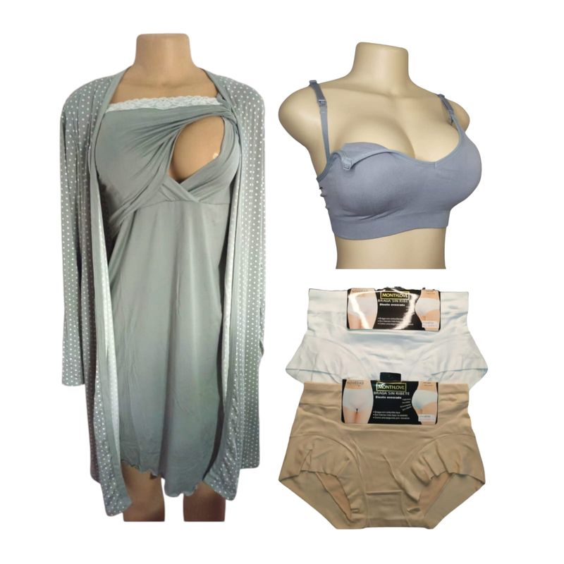 MEDIA LUNA - Pack maternal bata camisola sostén calzones