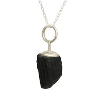 Collar Turmalina Negra con Cadena de Plata Nacional 925 Piedra en Bruto