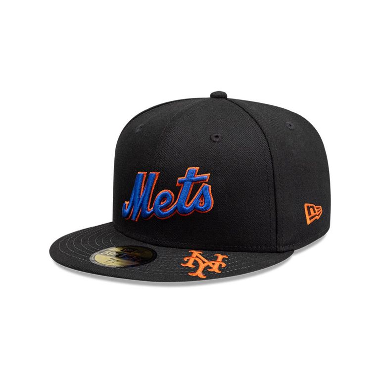Gorra 59Fifty New York Mets MLB Visor Logo Black Negro 7 1/8