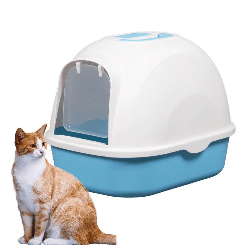 GENERICO - Arenero Cerrado Antiolores para Gato color Celeste