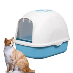 GENERICO - Arenero Cerrado Antiolores para Gato color Celeste