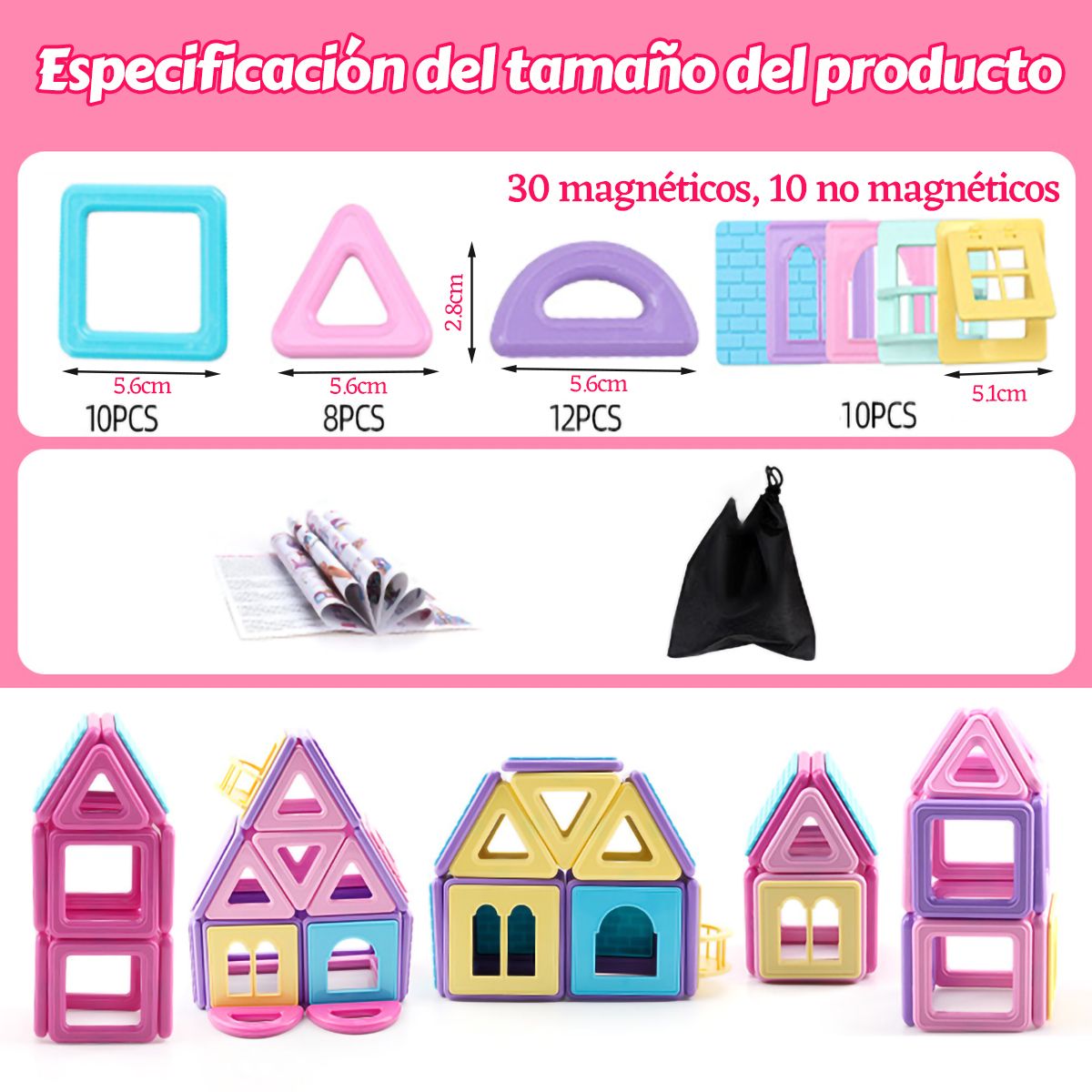 GENERICO - Magnético 3D Bloques 40 Piezas Juegos Educativos Creativos