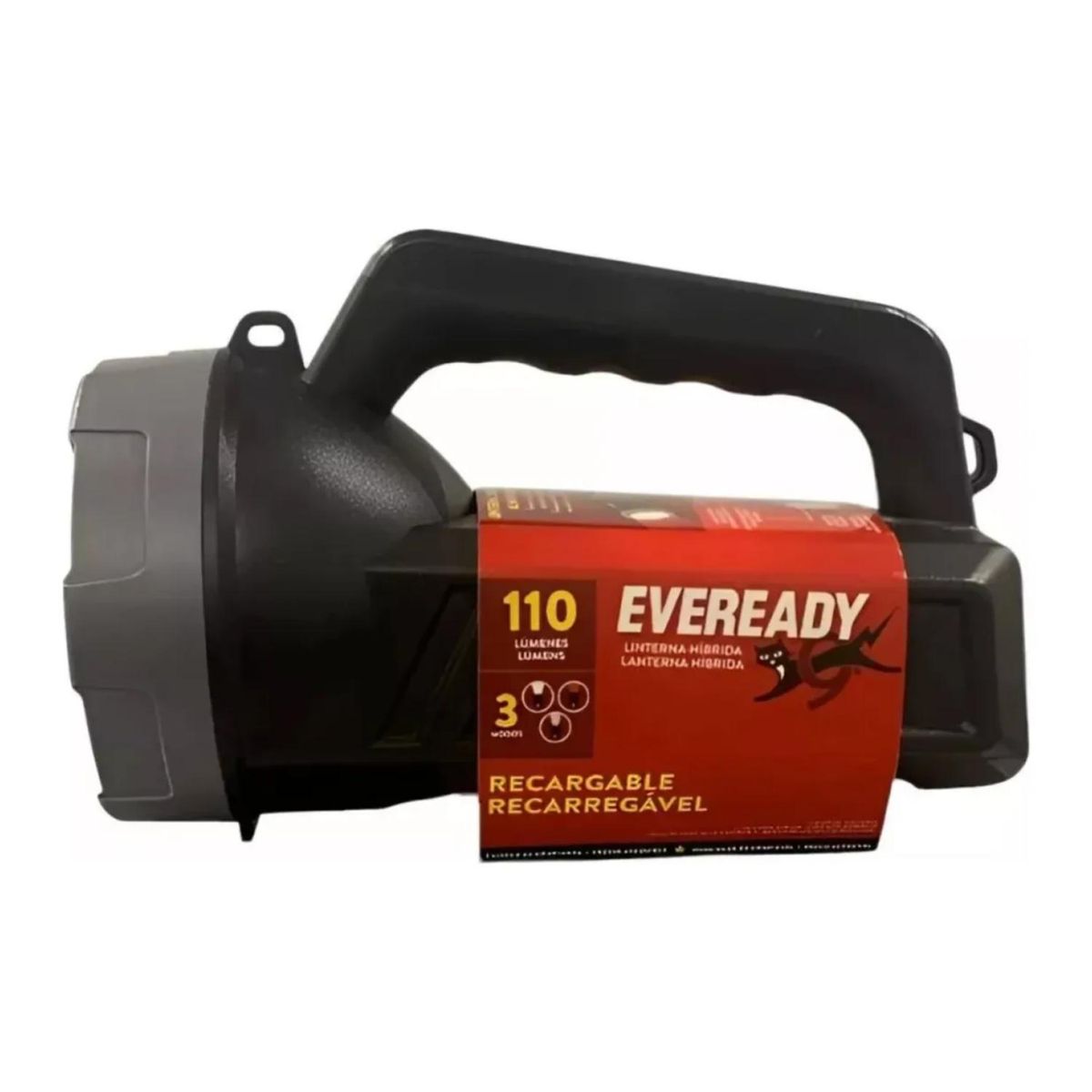 EVEREADY - Linterna Foco LED 110lm Hibrida Recargable USB Negro