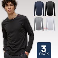 Pack 3 Camiseta Cuello Redondo Bambú Manga Larga Juvenil Polera Colores Surtidos