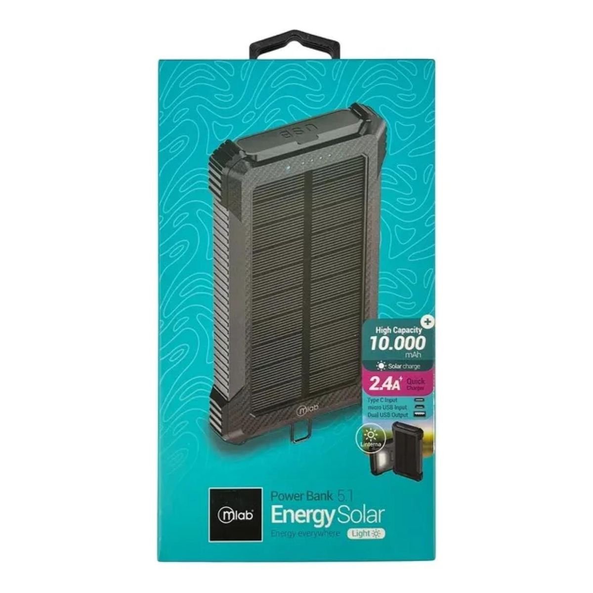 MLAB - PowerBank Cargador Portatil 10000mAh Solar 24A Mlab