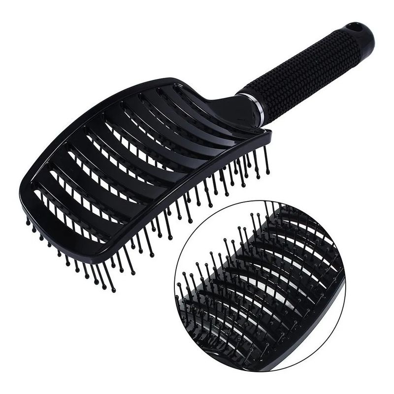 GENERICO - Cepillo De Cabello Curvo Desenredante Peluqueria Antiencresp