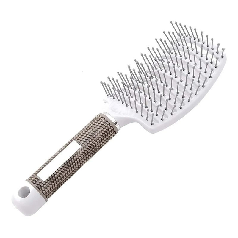 GENERICO - Cepillo De Cabello Curvo Desenredante Peluqueria Antiencresp Blanco