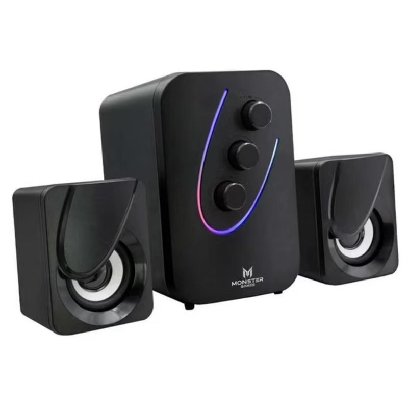 MONSTER GAMES - Sistema De Sonido Subwoofer AUX USB Quake 2.1 Monster Games