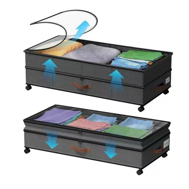 IDEEHOUSE - Pack 2 Organizador Con Ruedas Premium Para Bajo De La Cama