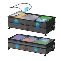 IDEEHOUSE - Pack 2 Organizador Con Ruedas Premium Para Bajo De La Cama