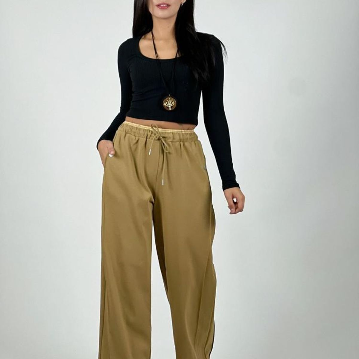 ENIGMATICA BOUTIQUE - Pantalón de Algodón Doble Pretina