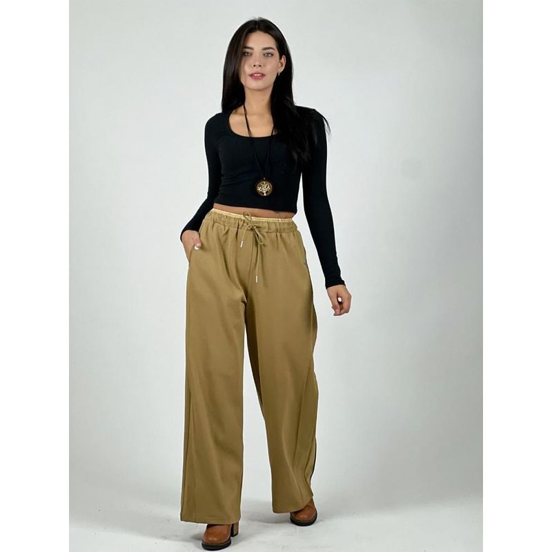 ENIGMATICA BOUTIQUE - Pantalón de Algodón Doble Pretina Negro