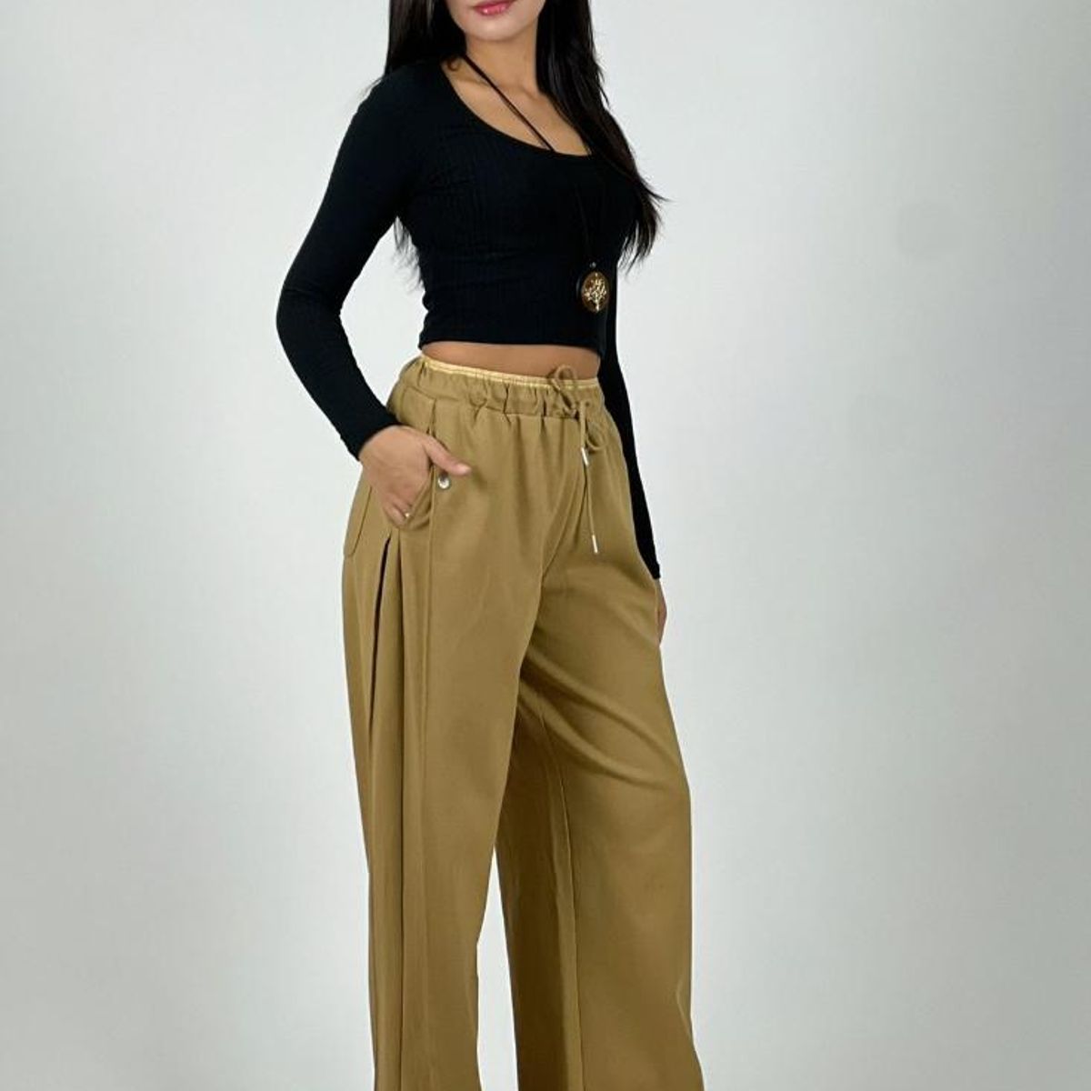 ENIGMATICA BOUTIQUE - Pantalón de Algodón Doble Pretina