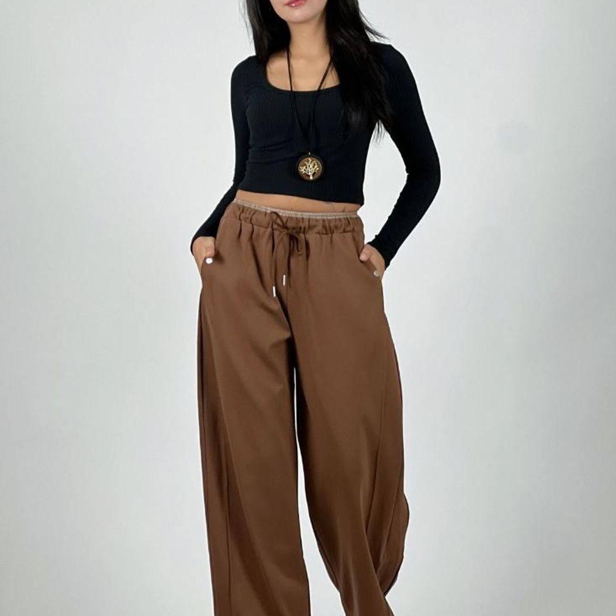 ENIGMATICA BOUTIQUE - Pantalón de Algodón Doble Pretina