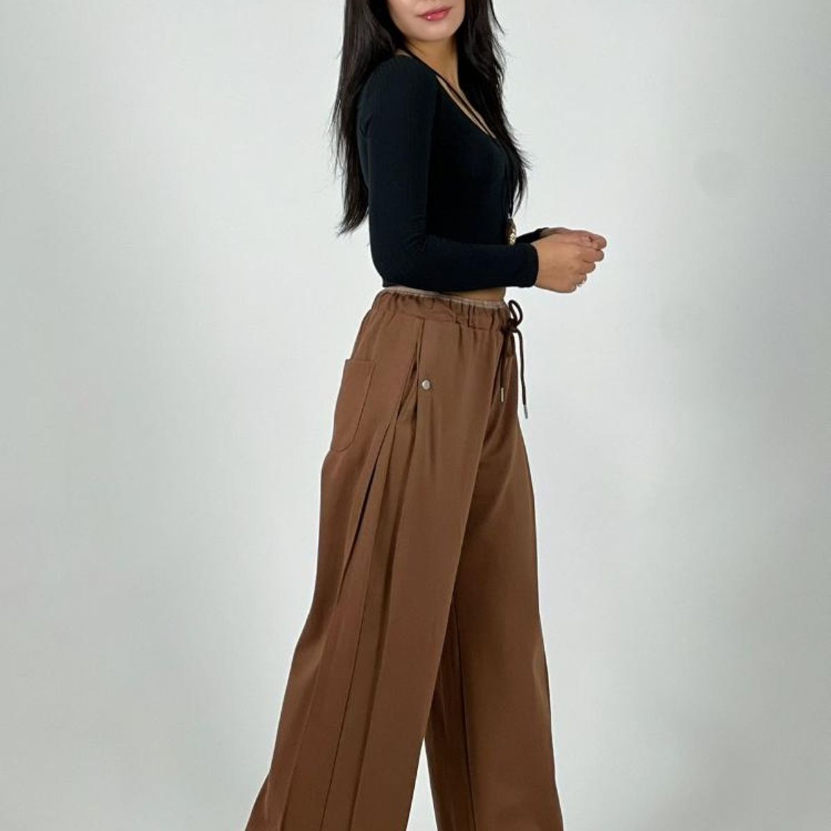 ENIGMATICA BOUTIQUE - Pantalón de Algodón Doble Pretina