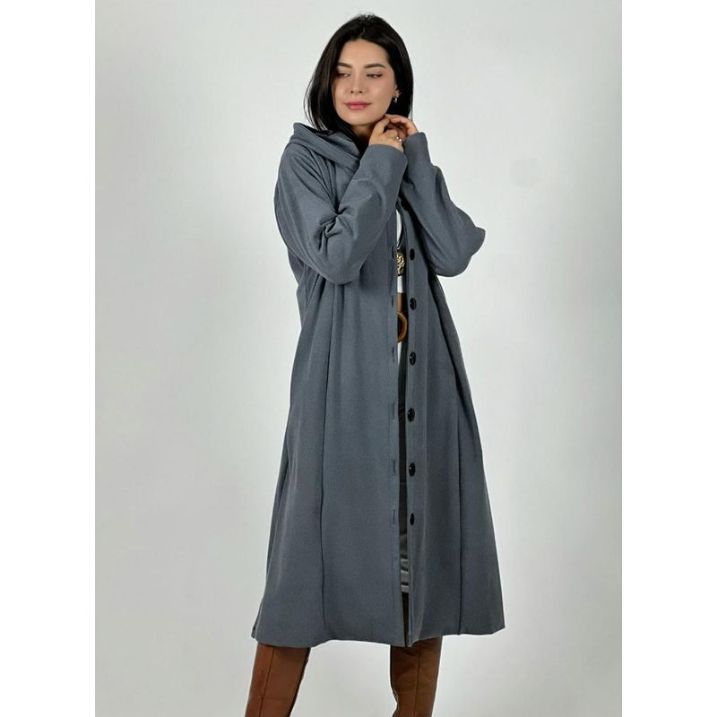 ENIGMATICA BOUTIQUE - Abrigo Estilo Italiano con Capucha Gris Oscuro