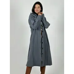 ENIGMATICA BOUTIQUE - Abrigo Estilo Italiano con Capucha Gris Oscuro