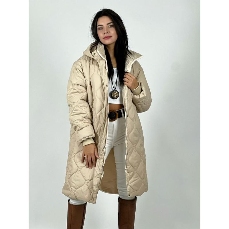 ENIGMATICA BOUTIQUE - Parka Larga Acolchada Ondas Negro