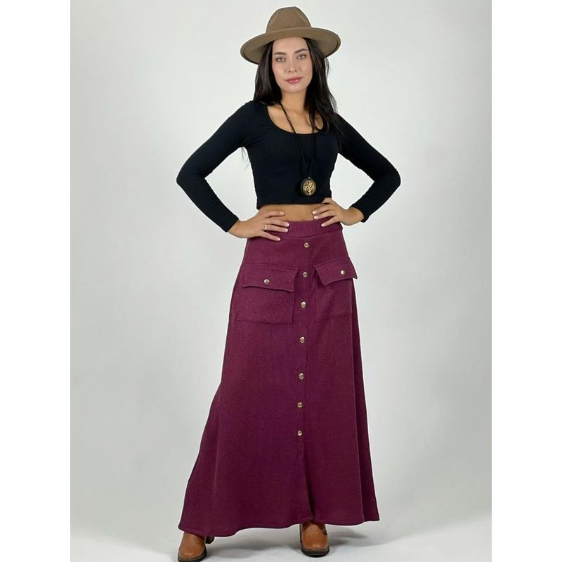 ENIGMATICA BOUTIQUE - Falda Lanilla Spandex Petróleo