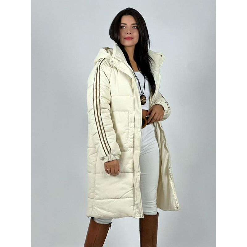 ENIGMATICA BOUTIQUE - Parka Larga Lineas en Hombros Blanco Invierno