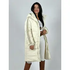 ENIGMATICA BOUTIQUE - Parka Larga Lineas en Hombros Blanco Invierno