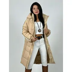 ENIGMATICA BOUTIQUE - Parka Larga Lineas en Hombros Blanco Invierno